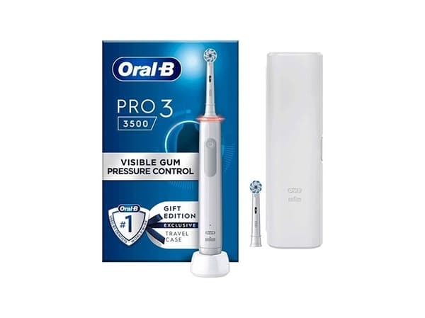 Oral-B Pro 3 3500, Vuxen, Roterande tandborste, Vit, Batteri, 1 styck