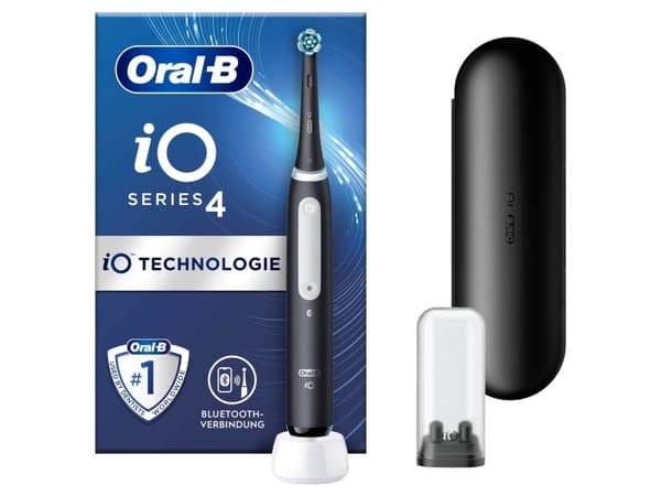 Oral-B iO Series 4 , Aikuisille, Päivittäinen hoito, Herkkä, Erittäin herkkä, Valkaiseva, Musta, 4 x 30 sekuntia, Musta, Pyöreä