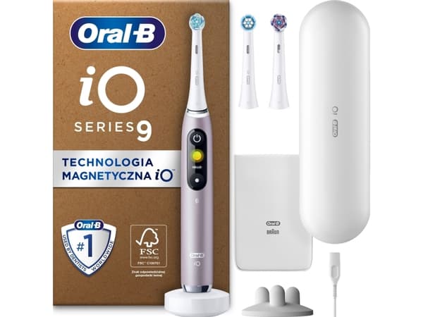 Braun Oral-B iO Series 9 Plus Edition, Voksen, Oscillerende Tannbørste, Daglig stell, Gum omsorg, Sensitiv / Myk, Whitening, Rosa, 2 min, Batteri