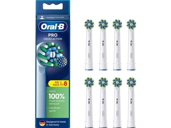 Oral-B | Replaceable toothbrush heads | EB50RX-8 Cross Action Pro | Heads | For adults | Number of brush heads included 8 | White