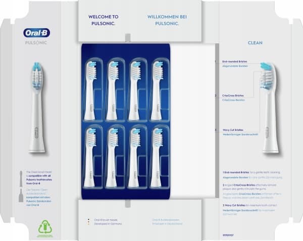 Dantų šepetėlis Braun Oral-B Pulsonic Clean 81748491 - 8 pc(s) - Baltas - 3 mėn. - Germany - Oral-B - Pulsonic Sonic