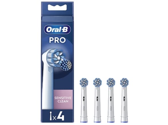 Oral-B | Replaceable toothbrush heads | EB60X-4 Sensitive Clean Pro | Heads | For adults | Number of brush heads included 4 | White