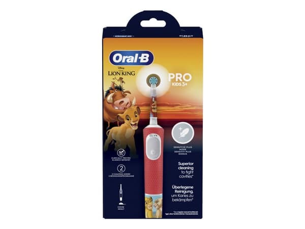 Oral-B Kids VITALITYPROLIONK, Barn, Roterende vibrerende Tannbørste, Daglig stell, Super sensitive, Flerfarget, 2 min, Rød