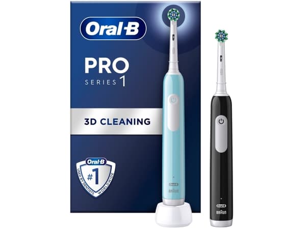 Oral-B Pro 1 PRO1CRSDUO, Vuxen, Roterande och oscillerande tandborste, Daglig vård, Känslig, Tandblekning, 20000 rörelser per minut, Svart, Turkos, V