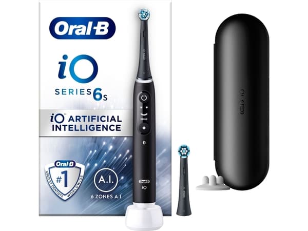 Oral-B iO 6, Vuxen, Vibrerande tandborste, Daglig vård, Djuprengöring, Gum omsorg, Känslig, Tandblekning, Svart, 2 min, Svart