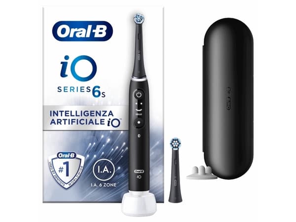 Oral-B iO 6, Voksen, Vibrerende tannbørste, Daglig stell, Grundig rens, Gum omsorg, Sensitiv / Myk, Whitening, Sort, 2 min, Sort