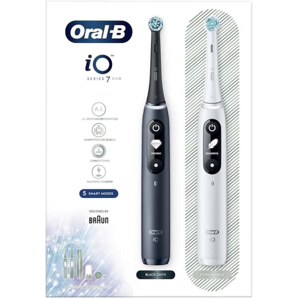 Oral B iO Series 7 Duo Eltandborste, Svart & Vit