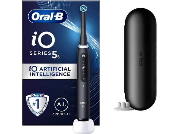 Oral-B iO 5, Aikuinen, Pyörivä hammasharja, Päivittäinen käyttö, Syväpuhdistus, Herkkä, Super sensitive, Valkaisu, Musta, 4 x 30 s, Musta
