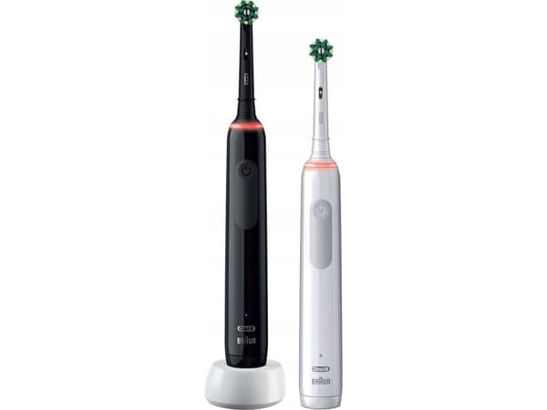 Oral-B Pro 3, Vuxen, Roterande tandborste, Djuprengöring, Svart, Vit, 2 min, 4 x 30 sec, Svart, Vit