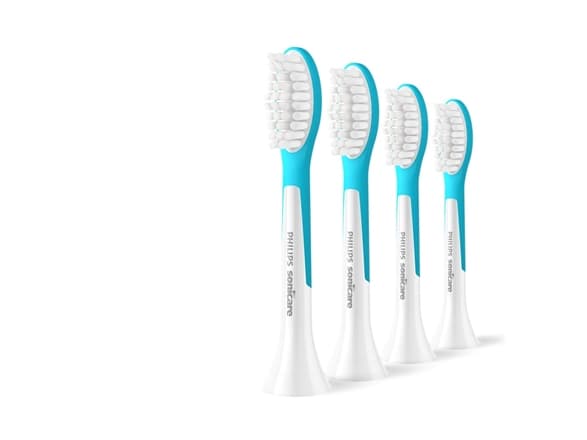 Philips Sonicare For Kids For Kids HX6044/90 4-pakning, børstehoder, 4 stykker, Blå, Hvit, 3 måned(er), Soft (myk), 62000 bevegelser per minutt, 7 år