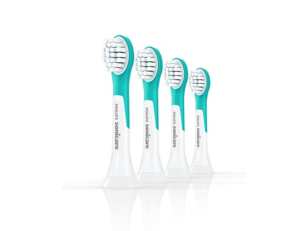 Philips Sonicare For Kids For Kids HX6034/90 4-pakning, børstehoder, 4 stykker, Blå, Hvit, 3 måned(er), Soft (myk), 62000 bevegelser per minutt, 3 år