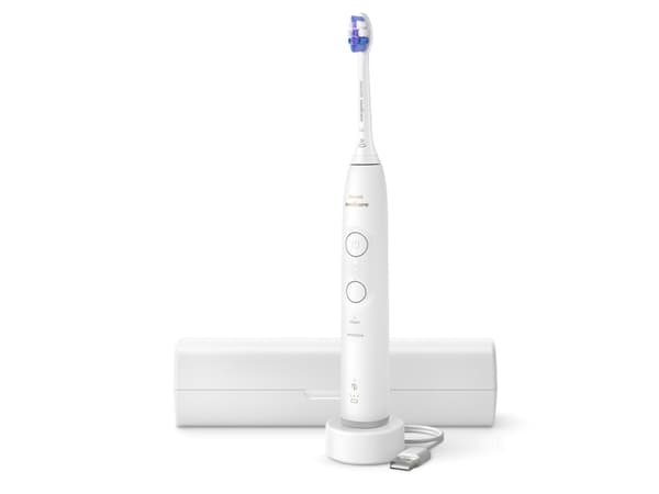Philips 6100 HX7400/06 Rechargeable Sonic Toothbrush, Adult, Sonic toothbrush, Daily care, Sensitive, 62000 movements per minute, White, 2 min, 4 x 3