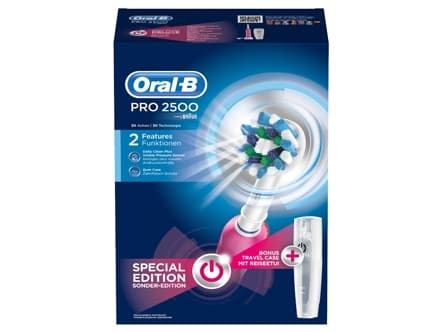Oral-B PRO 2500, Voksen, Roterende vibrerende Tannbørste, Daglig stell, Gum omsorg, Sensitiv / Myk, Rosa, 1 stykker, 1 stykker