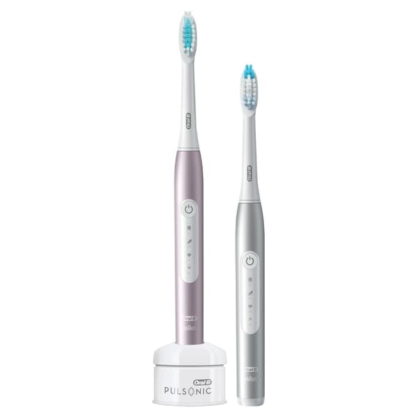 Oral B Pulsonic Slim 4900 Duo Electric Toothbrushes, Platinum & Rose Gold