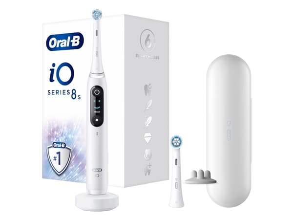 Oral-B iO 8S, Aikuinen, Värisevä hammasharja, Päivittäinen käyttö, Syväpuhdistus, Super sensitive, Ienhoito, Herkkä, Valkaisu, Valkoinen, 2 min, Valk