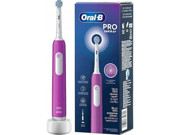 Oral-B Junior 8006540742891, Barn, Roterande tandborste, Daglig vård, Känslig, Tandblekning, Lila, 2 min, Mjuk