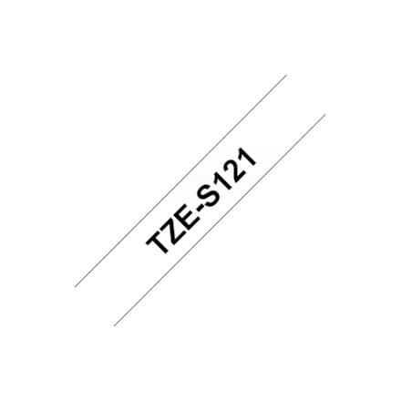 BROTHER TZES121 9mm BLACK ON CLEAR ADHESIVE TAPE