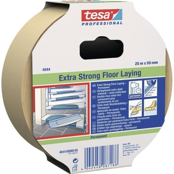 TESA dubbelhäftande tejp - 4944-2-5 - vit - 10m x 50mm - gummi