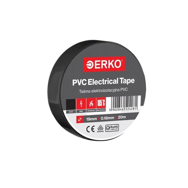 Elastisk tejp elektricitet Erko - TPVC19-20-SVART/1