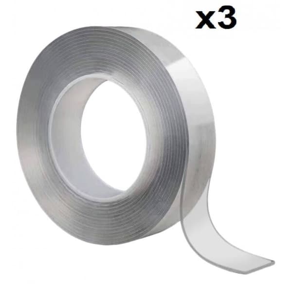 Dubbelhäftande tejp - ALIEN - ACCROCH EASY - Set om 3 x 3m - Ultra resistent - PVC