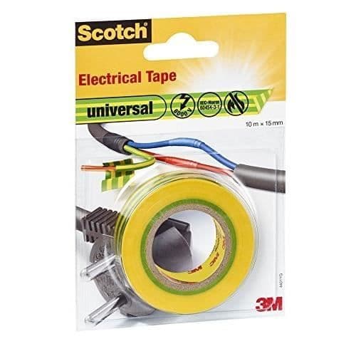 Scotch eltejp - 3M - 15mm x 10m - Flamskyddsmedel - Högspänningsisolering - Gul/grön