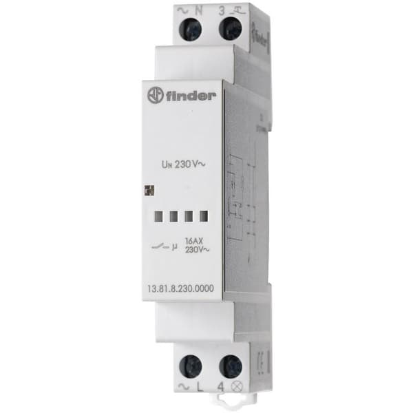 Strömstötsrelä DIN-skena Finder 13.81.8.230.0000 1 NO 230 V/AC 3700 VA 1 st