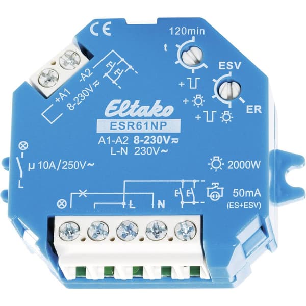 Strömstötsrelä Ytmontering/dold montering Eltako ESR61NP 1 NO 230 V/DC, 230 V/AC 10 A 2000 W 1 st
