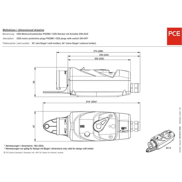 PCE 547150633 CEE motorskyddsplugg 16 A 5-polig 400 V 1 st