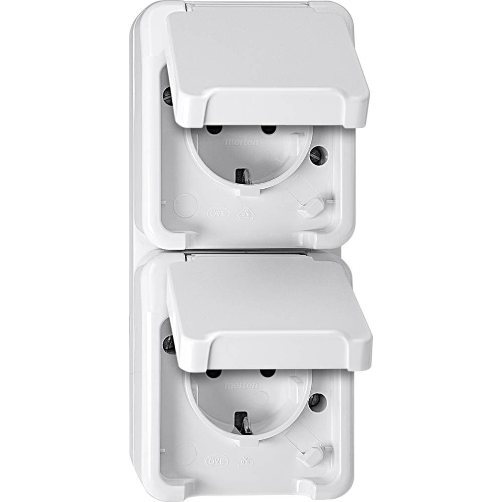Merten 2x Komplett Vägguttag lock AQUASTAR Polarvit 4074949