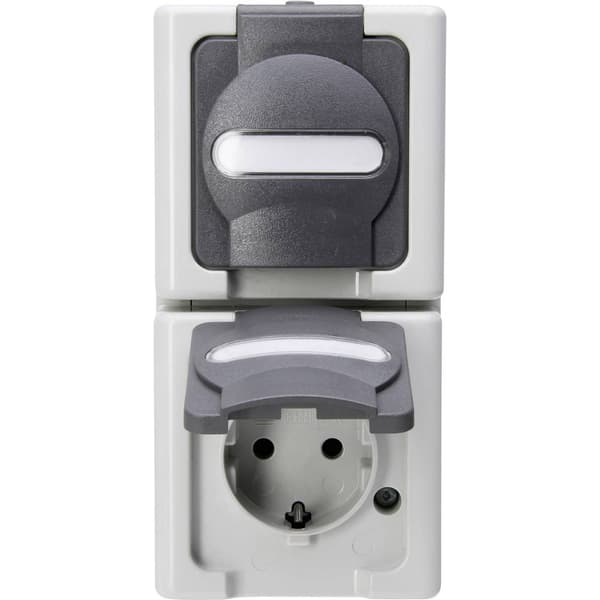 Kopp 131456008 1 st Utomhus strömställare Komplett Vägguttag lock BlueElectric Grå 1 st Svart, Grå