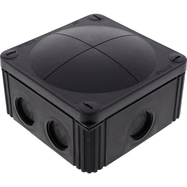 Wiska COMBI 607/5/S Avgreningsbox (L x B x H) 110 x 110 x 66 mm Svart (RAL 9005) IP66/IP67 1 st