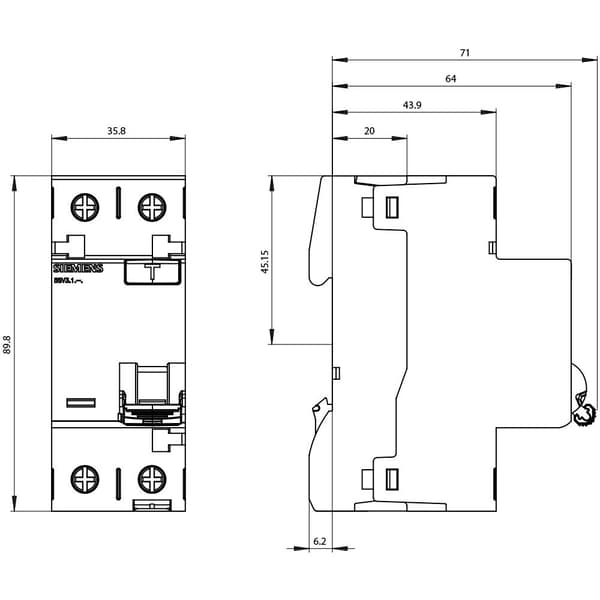 Siemens 5SV33126 Jordfelsbrytare A 2-polig 25 A 0.03 A 230 V
