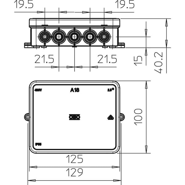 OBO Bettermann 2000422 Kopplingsdosa (L x B) 100 mm x 125 mm 1 st