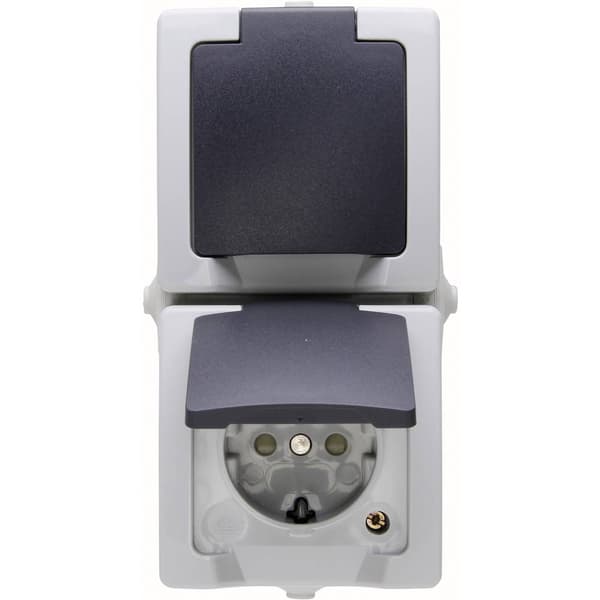 Kopp 136956008 Utomhus strömställare Vägguttag lock Nautic Grå 1 st