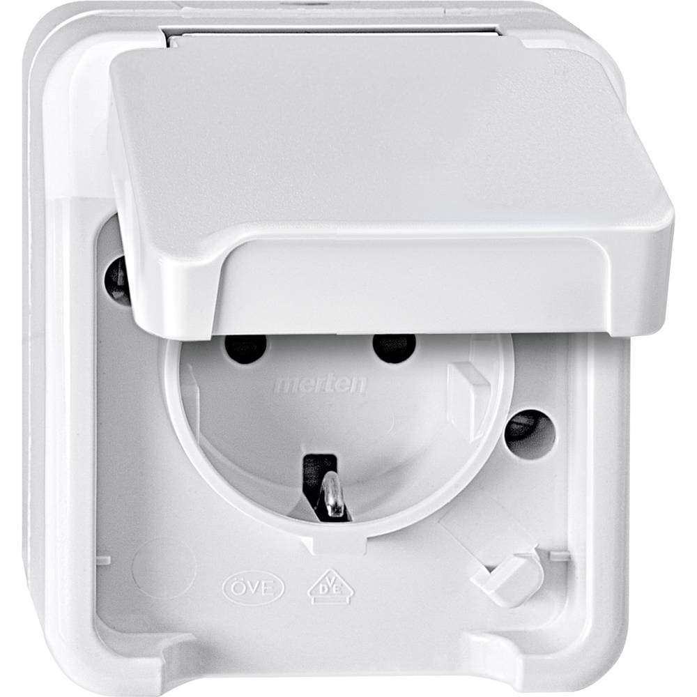 Merten 1x Komplett Vägguttag lock AQUASTAR Polarvit 4074943