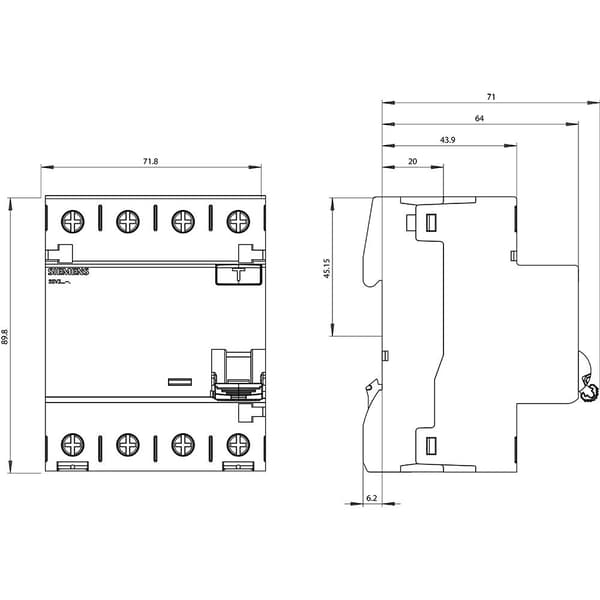 Siemens 5SV33466 Jordfelsbrytare A 4-polig 63 A 0.03 A 400 V