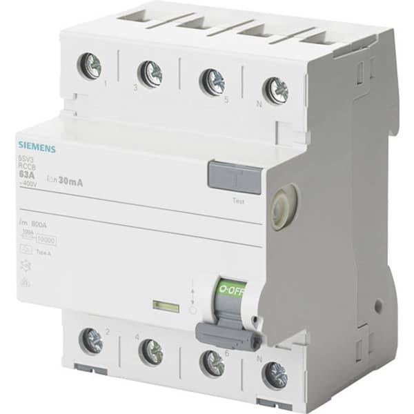 Siemens 5SV33464 Jordfelsbrytare B 4-polig 63 A 0.03 A 400 V