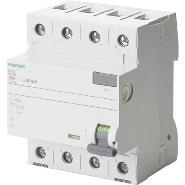 Siemens 5SV33464 Jordfelsbrytare B 4-polig 63 A 0.03 A 400 V