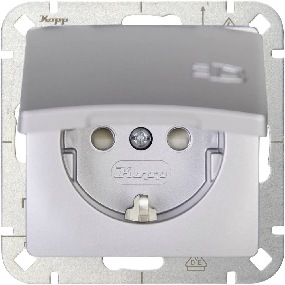 Kopp 1x Insats Vägguttag lock HK05 Silver 920820000