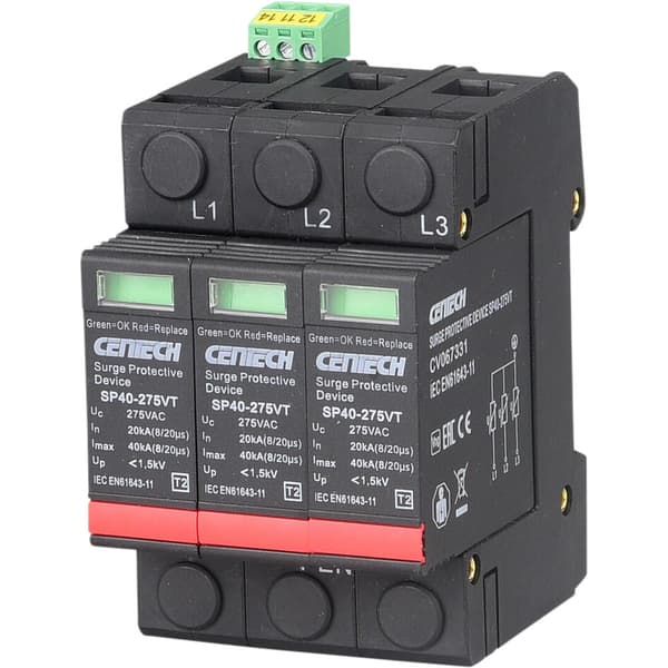 Overspenningsvern 3P type 2 pluggbar 275V m/signalkontakt