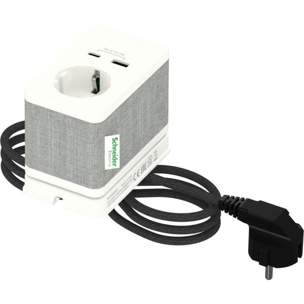 Bordenhet S, strømuttak + USB A+C Hvit