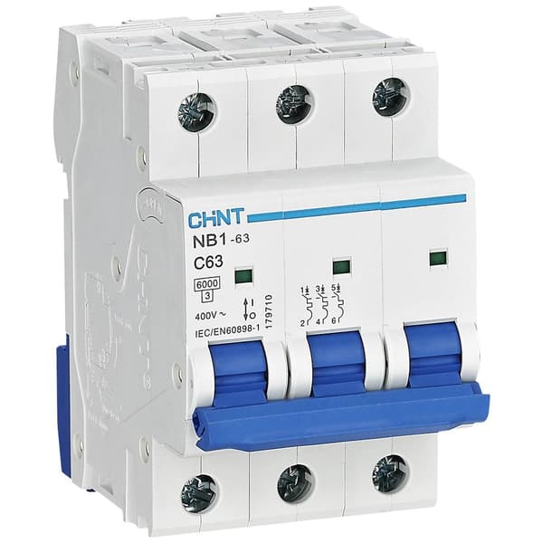 Chint 179710 NB1-63 3P C63 6kA DB Automatsäkring 3-polig 63 A 240 V, 415 V
