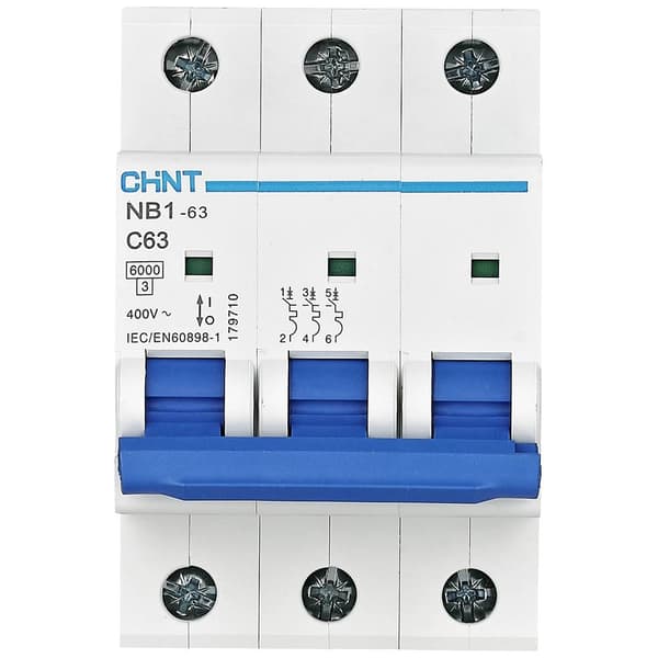 Chint 179710 NB1-63 3P C63 6kA DB Automatsäkring 3-polig 63 A 240 V, 415 V
