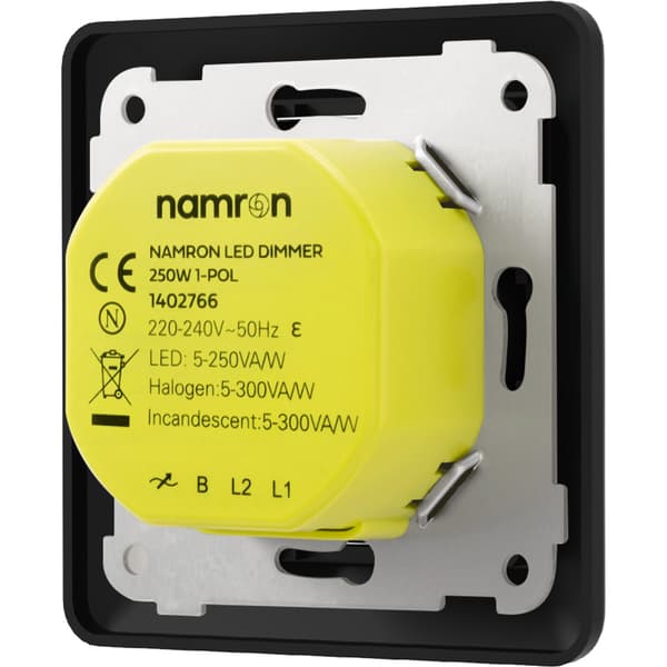 Namron LED dimmer 250W 1-pol matt sort