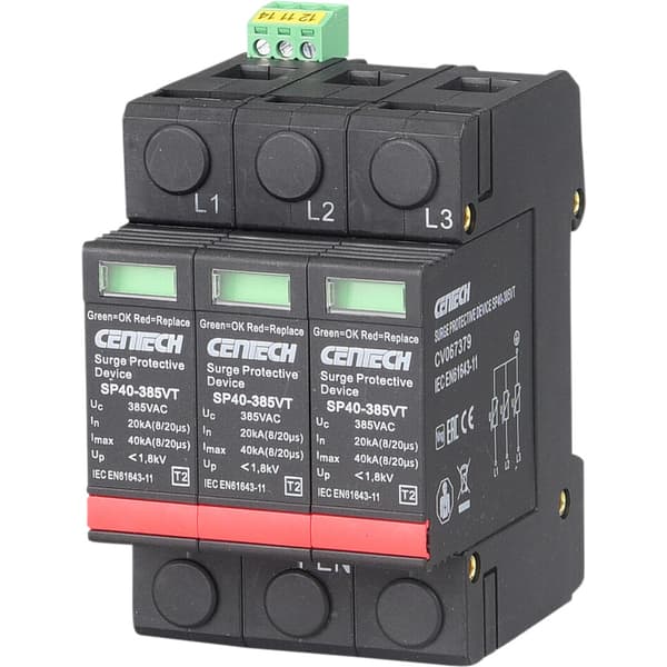Overspenningsvern 3P type 2 pluggbar 385V m/signalkontakt
