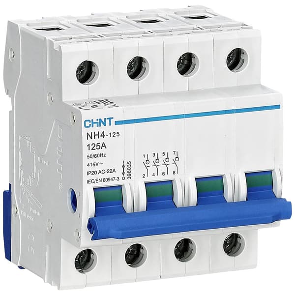Chint 398046 Huvudbrytare Blå, Vit 4-polig 32 A 240 V, 415 V 1 st