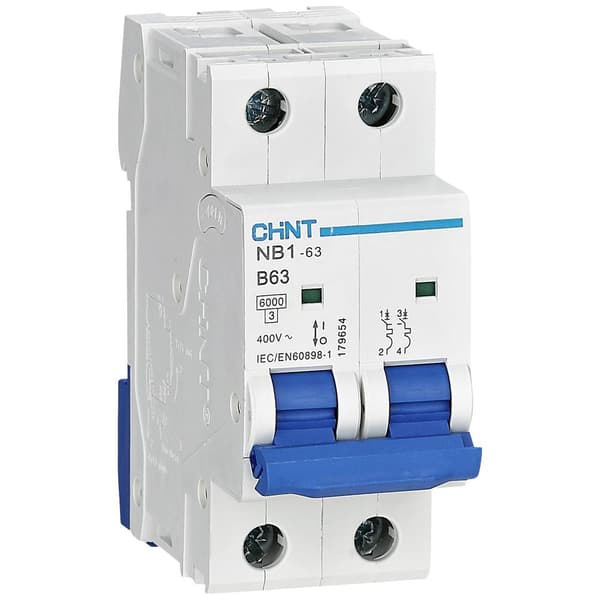 Chint 179654 NB1-63 2P B63 6kA DB Automatsäkring 2-polig 63 A 240 V, 415 V
