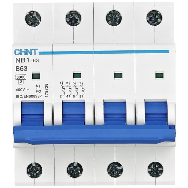 Chint 179728 NB1-63 4P B16 6kA DB Automatsäkring 4-polig 16 A 240 V, 415 V