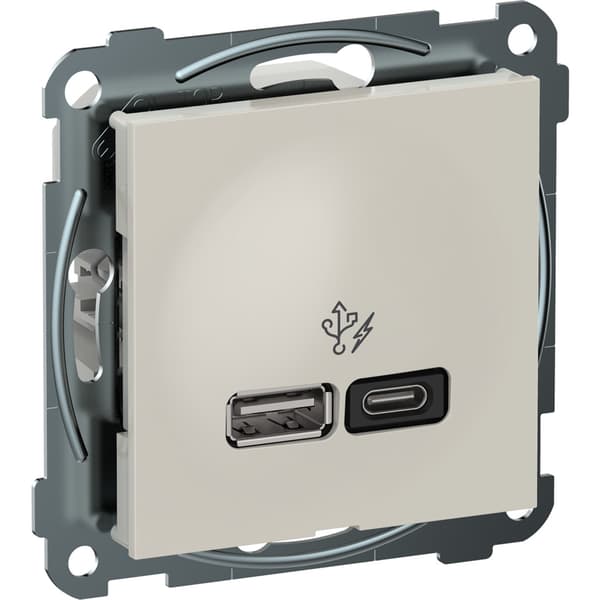 Plus USB PD A+C lader 45W Polarhvit Elko