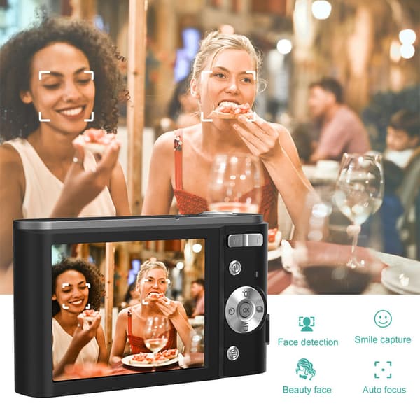 INF Digitalkamera 2.7K 48MP 1080P, 16x zoom, anti-shake, ansiktsgjenkjenning Sort